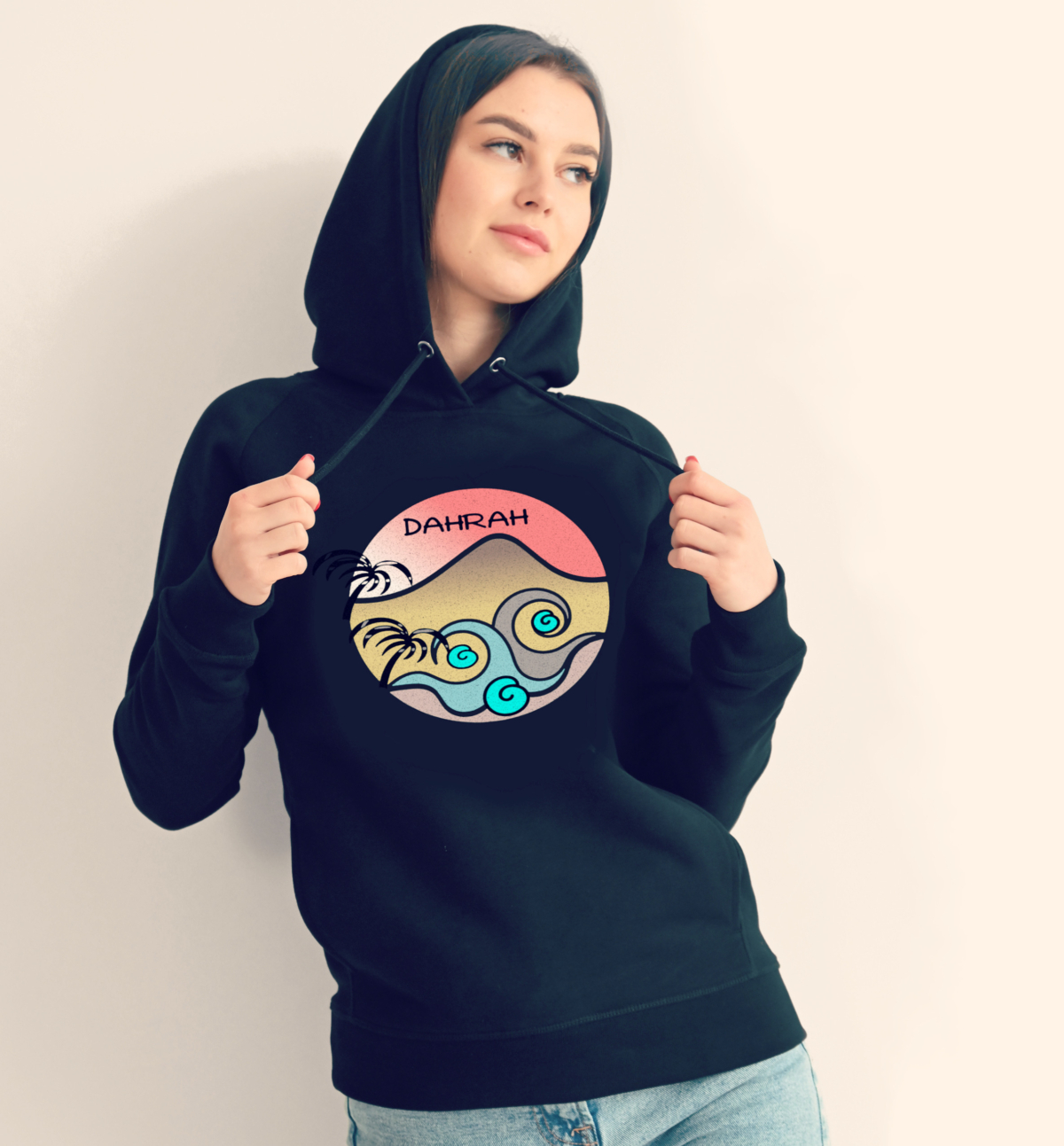 Dahrah Fashion unisex hoodie with print oF A TROPICAL PARADISE.