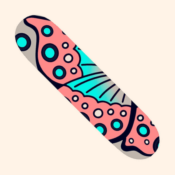 DAHRAH SKATEBOARD WITH PRINT OF A BUTTERFLY WING