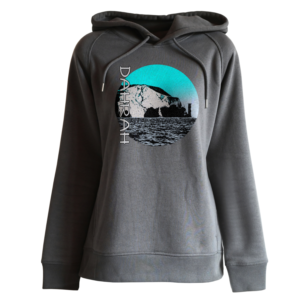 Dahrah Fashion unisex hoodie with print of the scenic coastline of the Isle of Wight