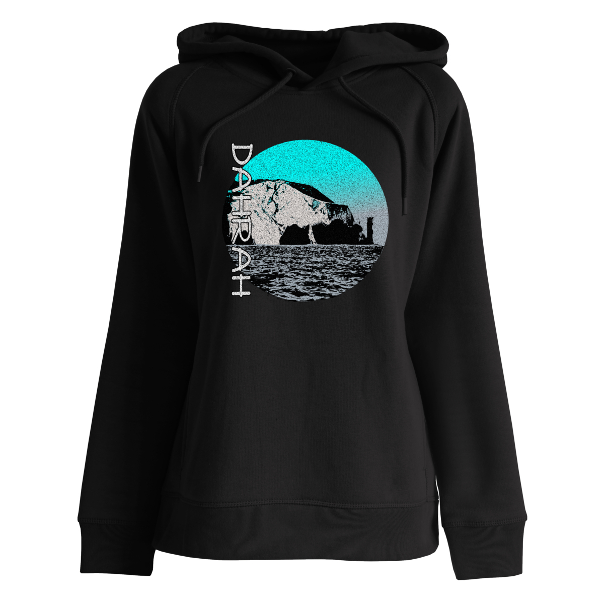 Dahrah Fashion unisex hoodie with print of the scenic coastline of the Isle of Wight