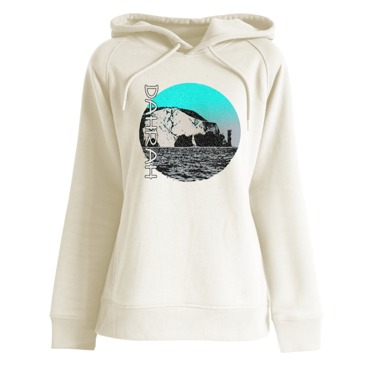 Dahrah Fashion unisex hoodie with print of the scenic coastline of the Isle of Wight