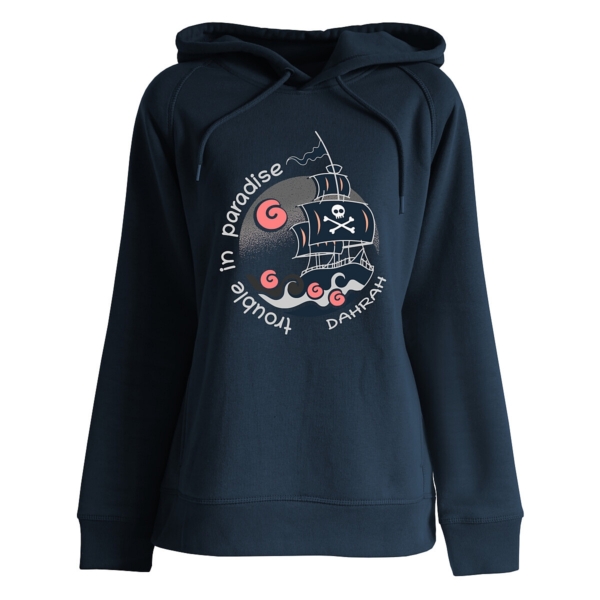 Dahrah Fashion unisex hoodie with print of a pirate ship.