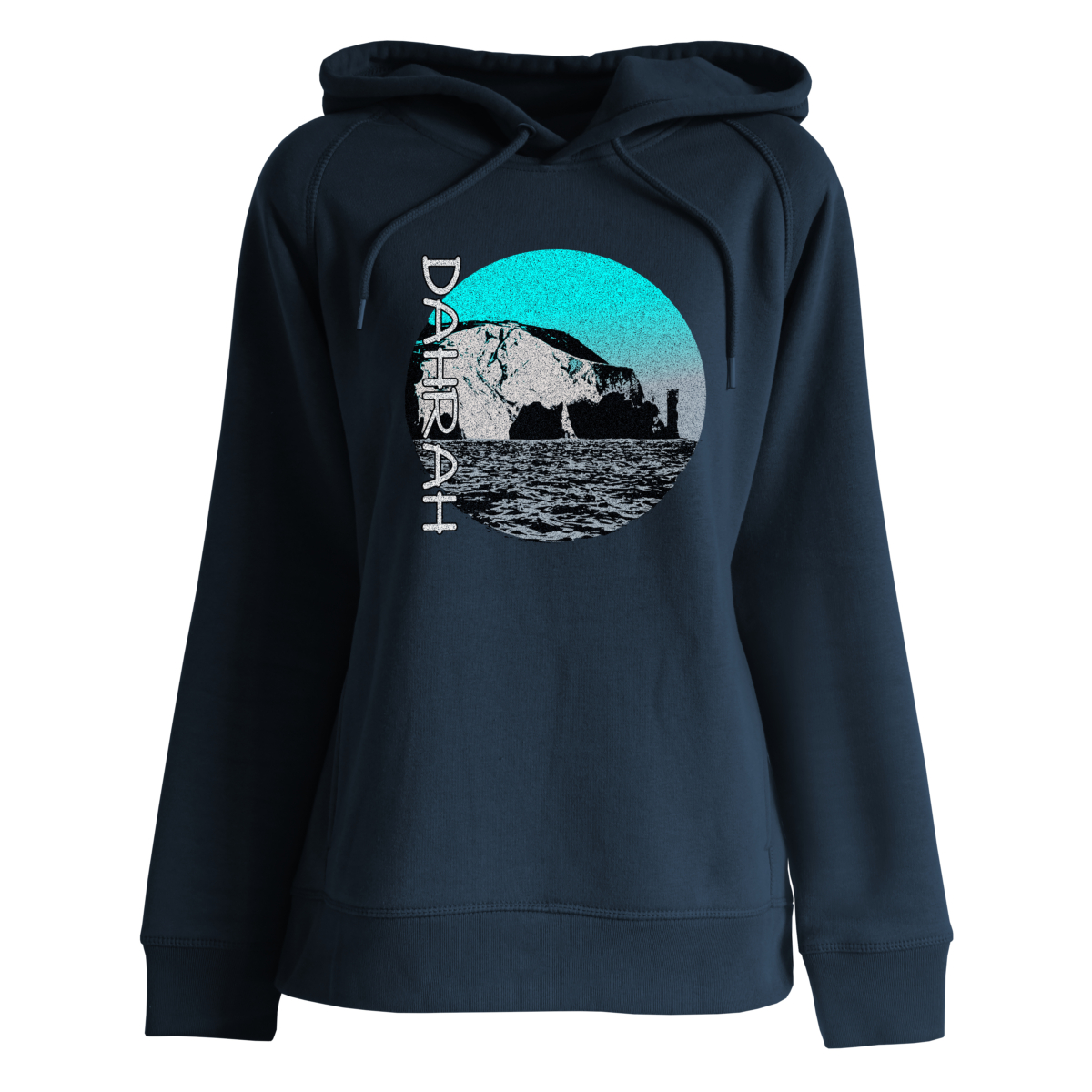 Dahrah Fashion unisex hoodie with print of the scenic coastline of the Isle of Wight