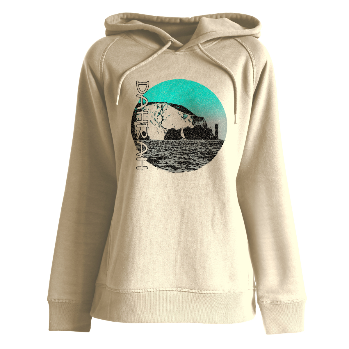 Dahrah Fashion unisex hoodie with print of the scenic coastline of the Isle of Wight