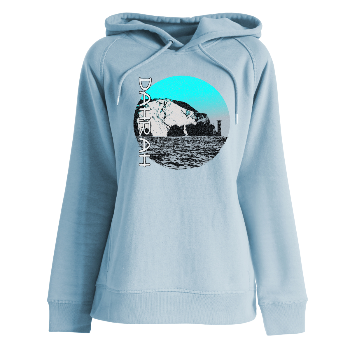 Dahrah Fashion unisex hoodie with print of the scenic coastline of the Isle of Wight