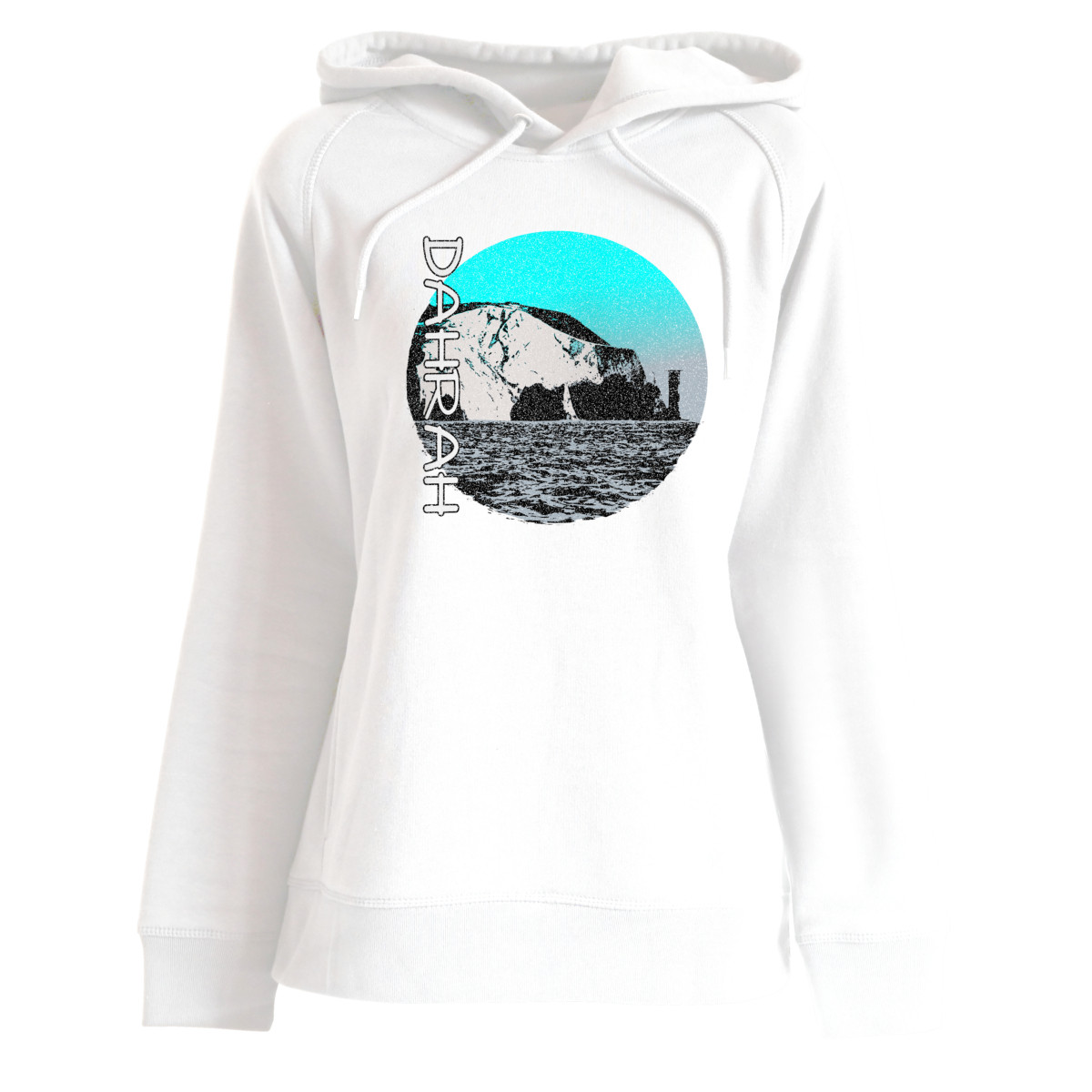 Dahrah Fashion unisex hoodie with print of the scenic coastline of the Isle of Wight