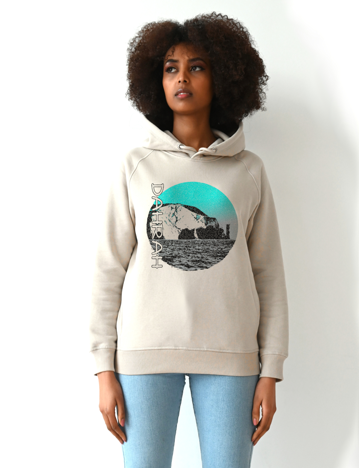 Dahrah Fashion unisex hoodie with print of the scenic coastline of the Isle of Wight