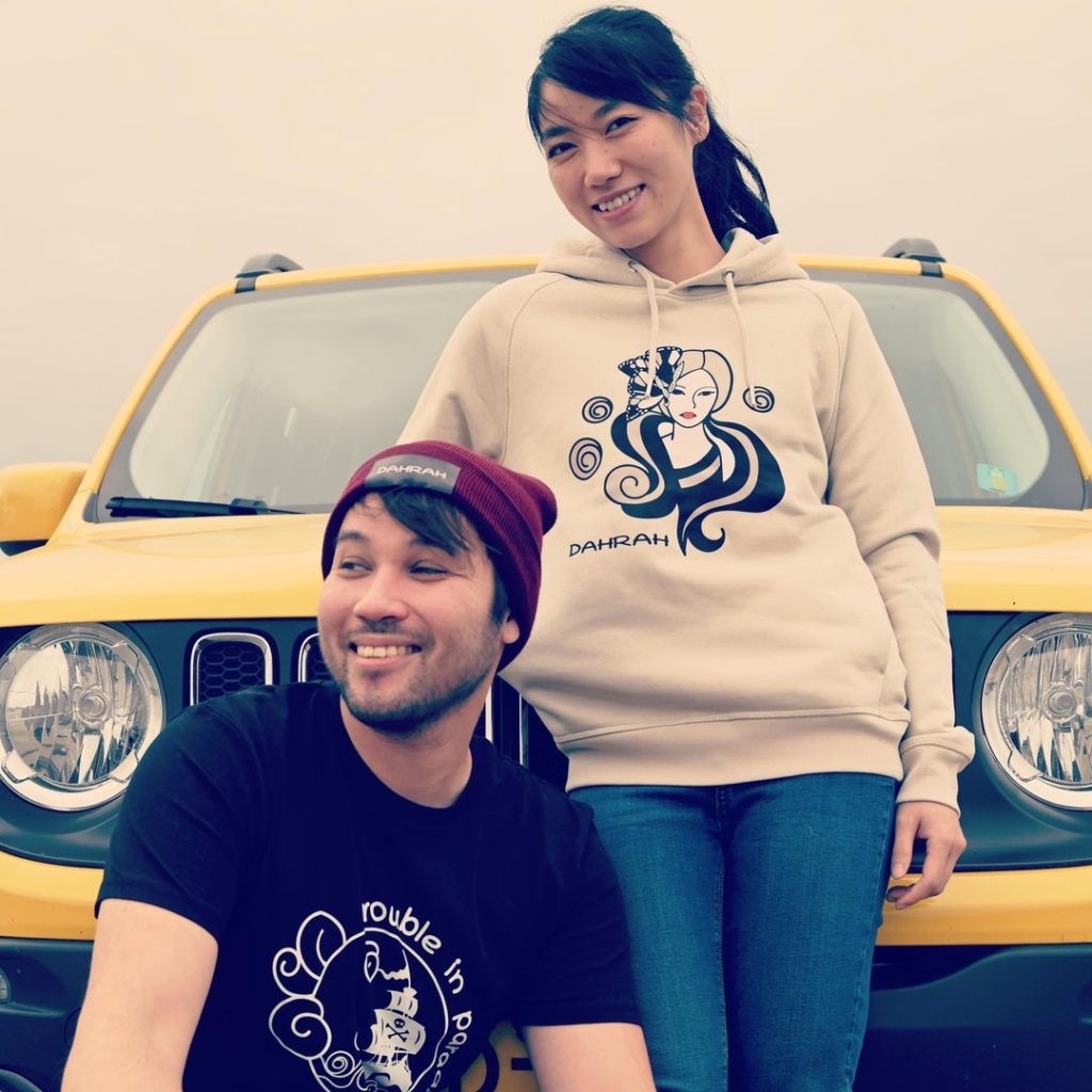 Boy and girl wearing beautiful organic streetwear by Dahrah Darah Fashion.