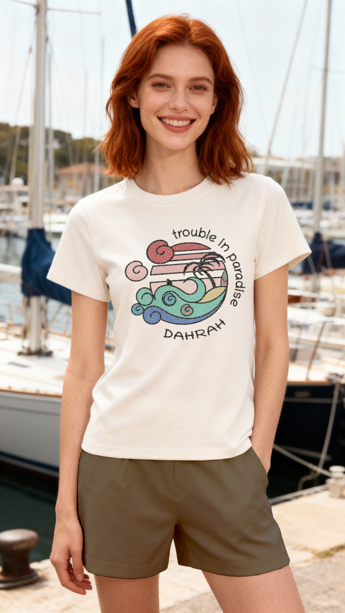 Surfing T-shirt "Lya" - Trouble in paradise (surfer version) - Image 2