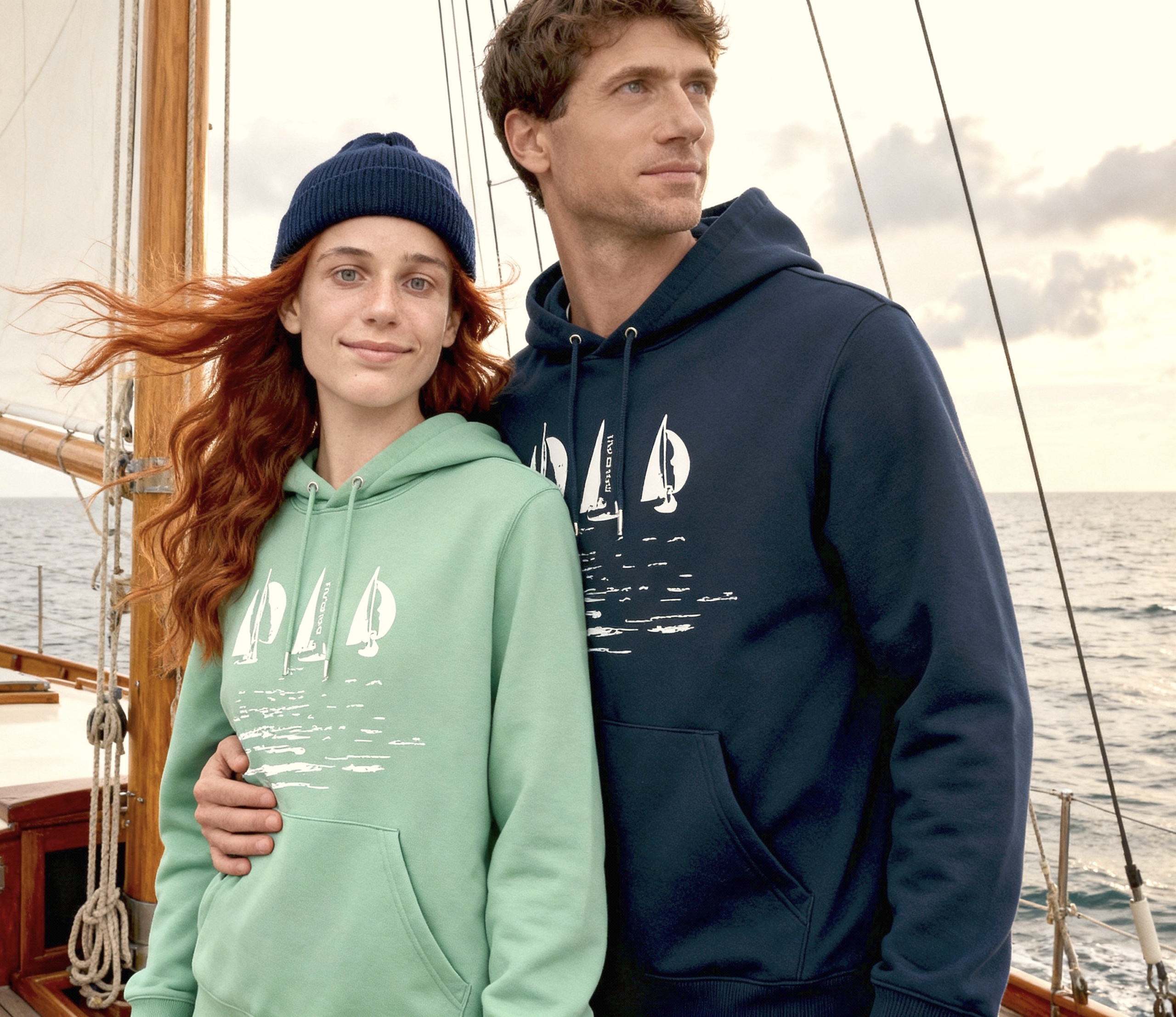 Dahrah Darah sailing hoodie with print of sailing boats
