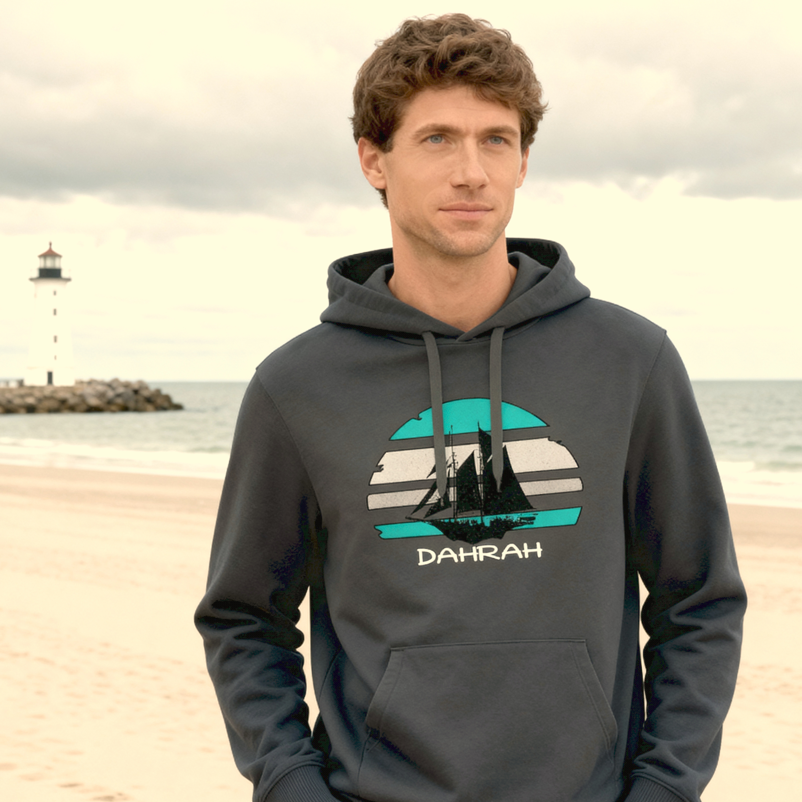 Sailing hoodie with print of a Flying Dutchman SAILBOAT by Dahrah Darah Fashion.