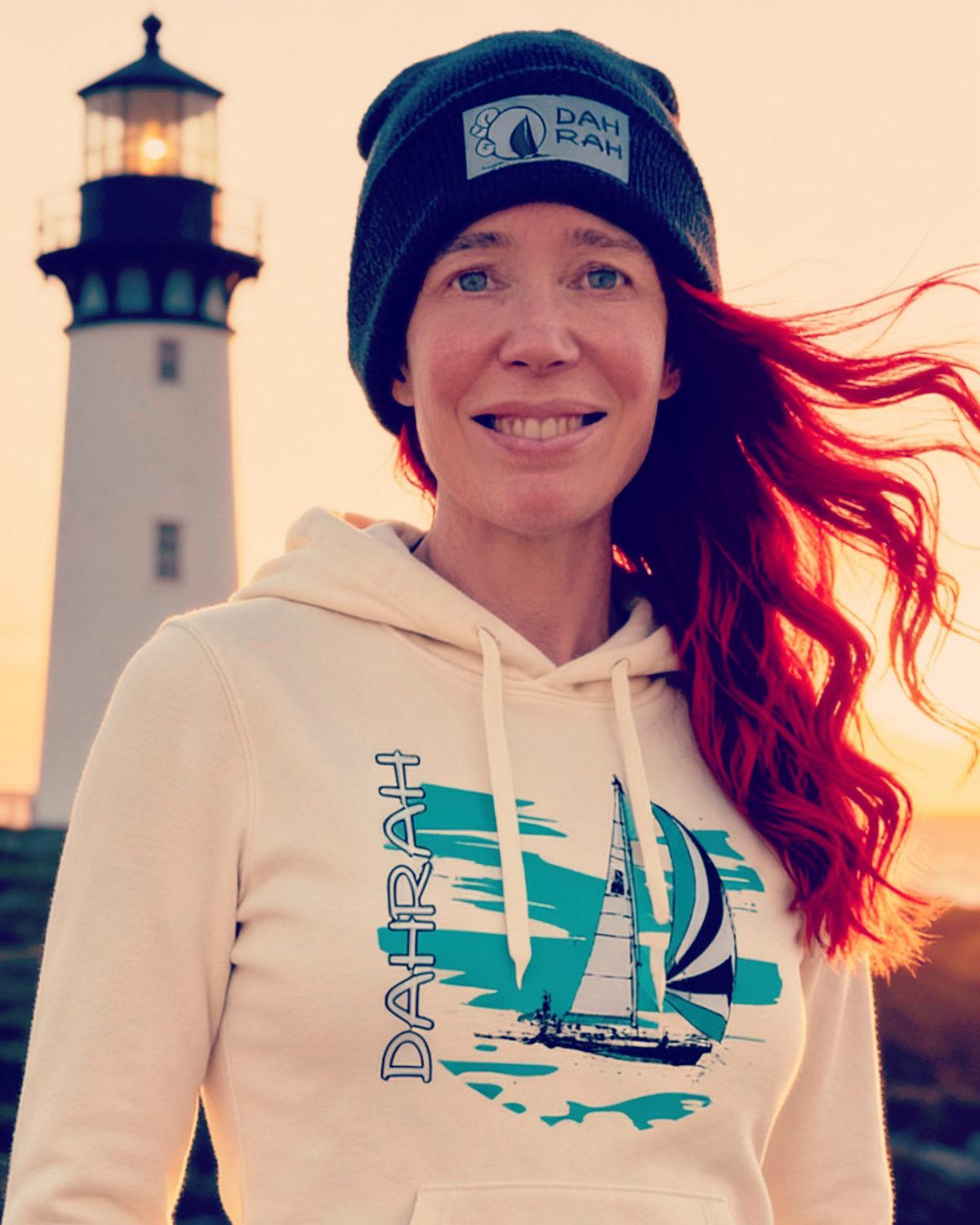 Navy sailing beanie by Dahrah Sailing Fashion