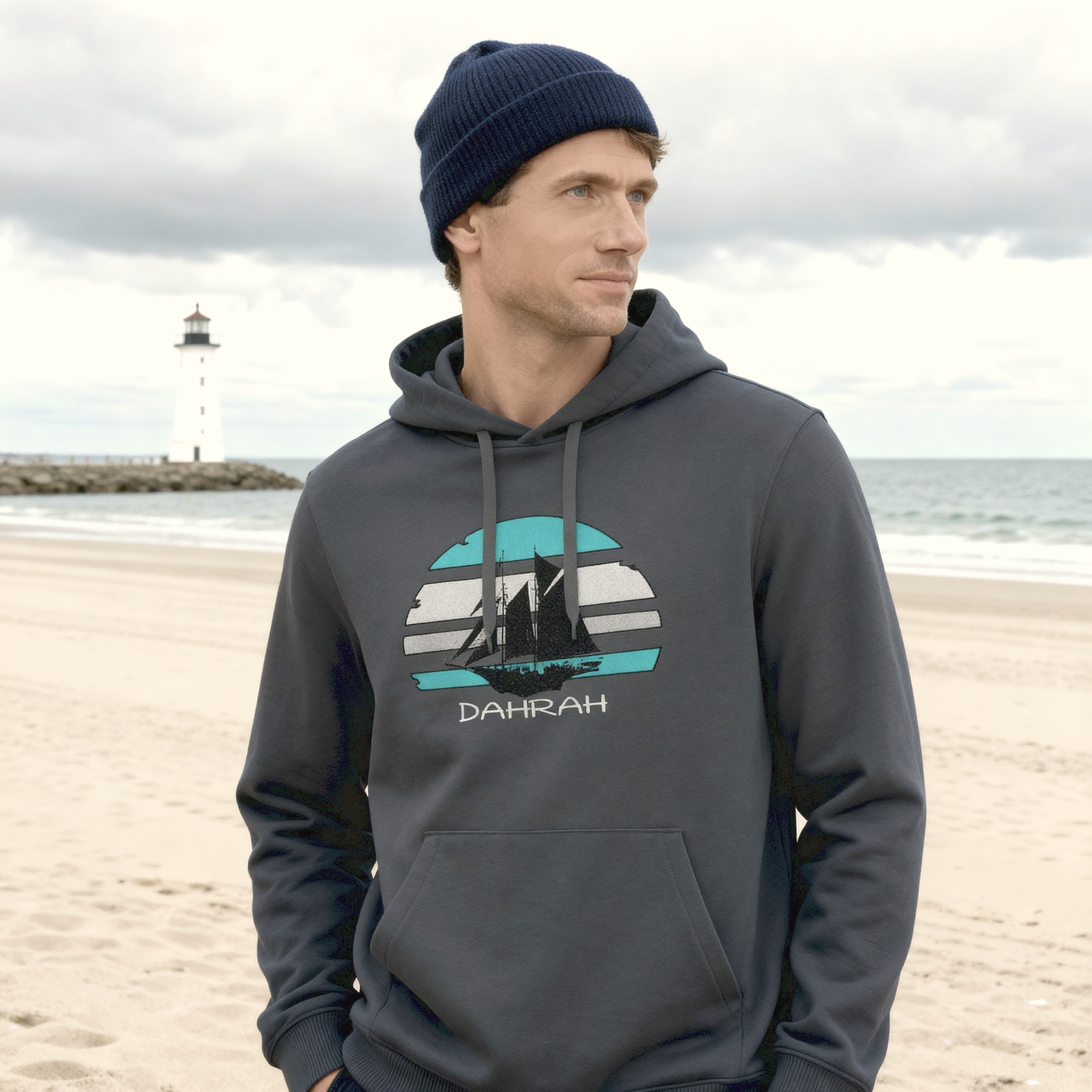 Sailing hoodie with print of a Flying Dutchman SAILBOAT by Dahrah Darah Fashion.