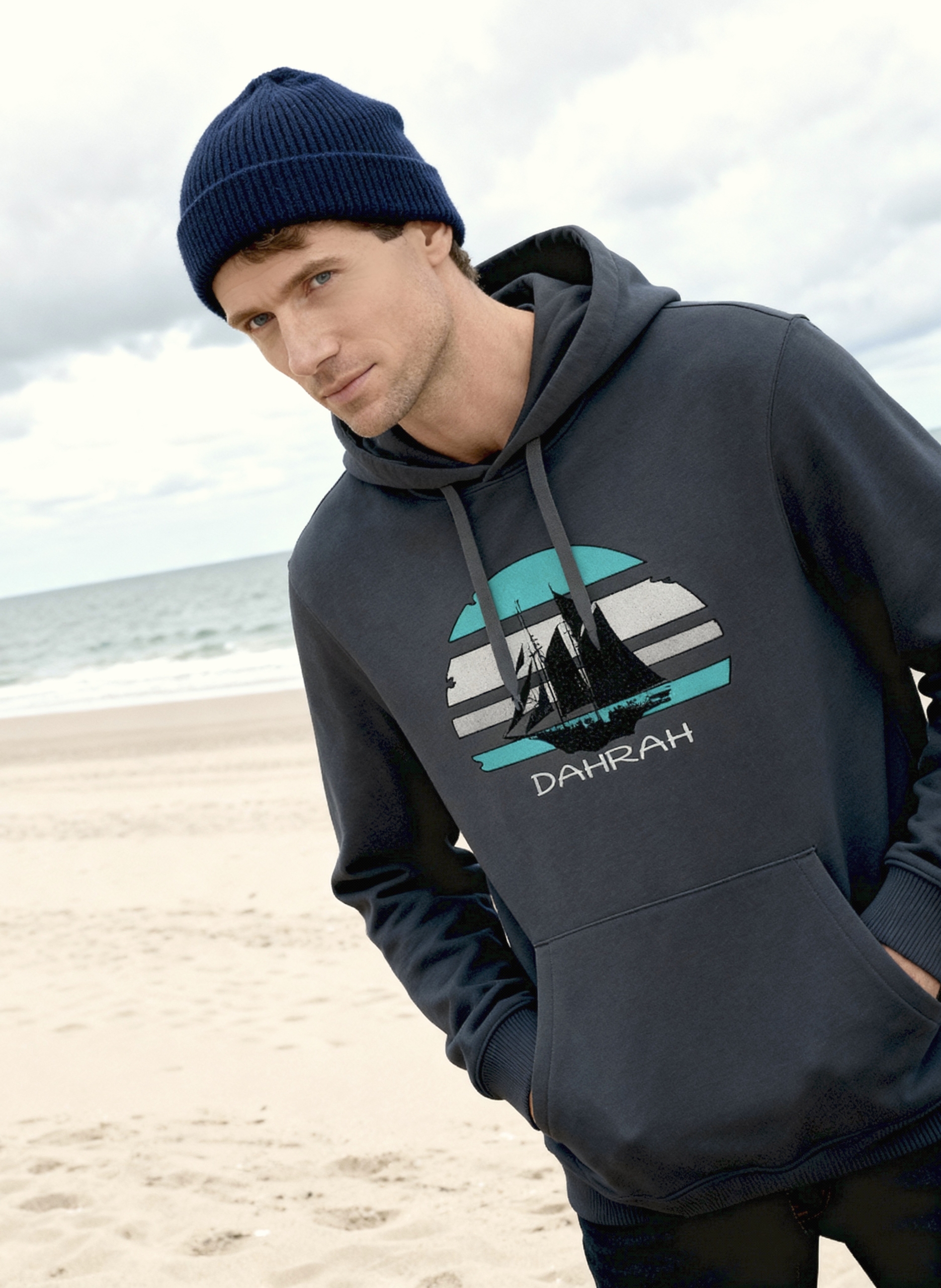 Sailing hoodie with print of a Flying Dutchman SAILBOAT by Dahrah Darah Fashion.