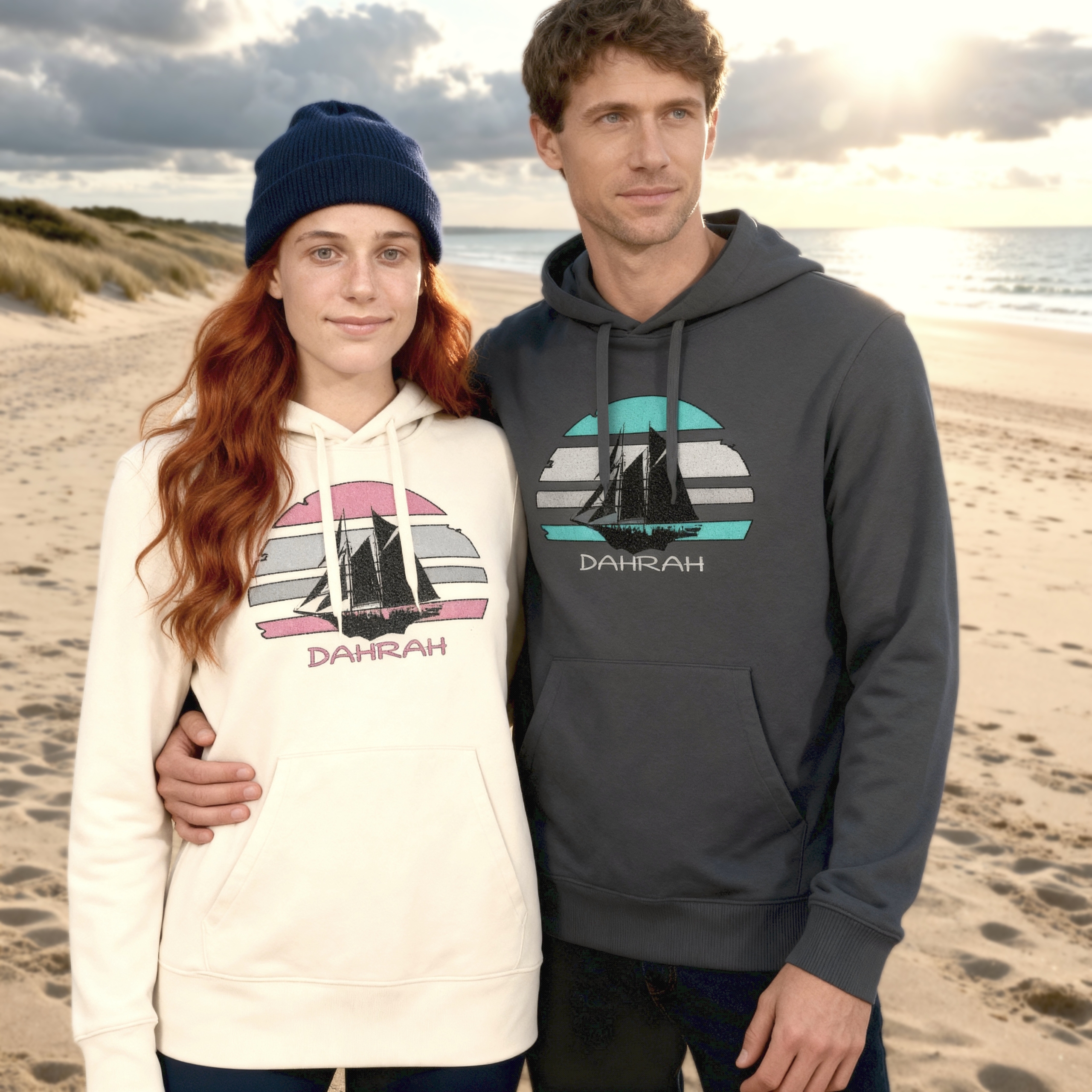 Sailing hoodie with print of a Flying Dutchman SAILBOAT by Dahrah Darah Fashion.