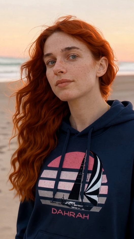 Sailing hoodie with print of a SAILBOAT by Dahrah Darah Fashion.