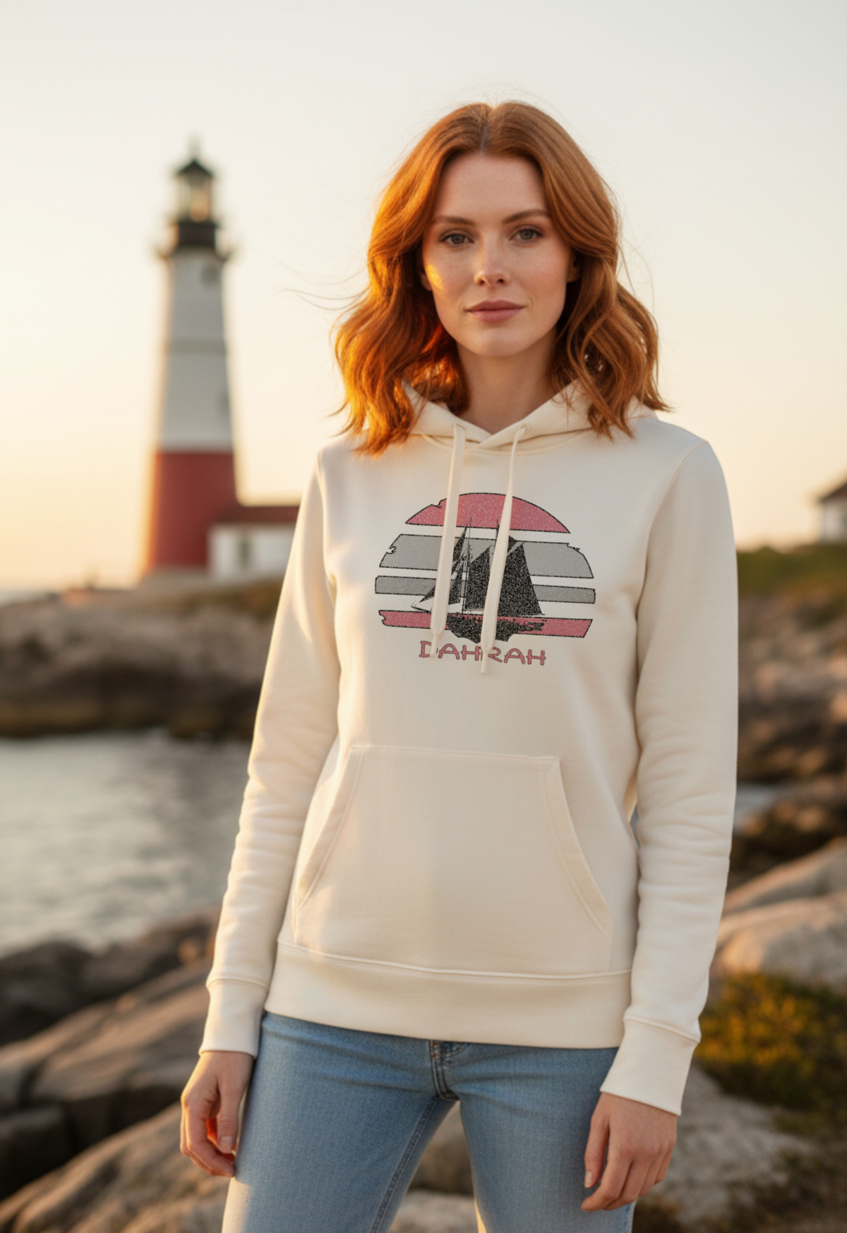 Sailing hoodie with print of a Flying Dutchman SAILBOAT by Dahrah Darah Fashion.