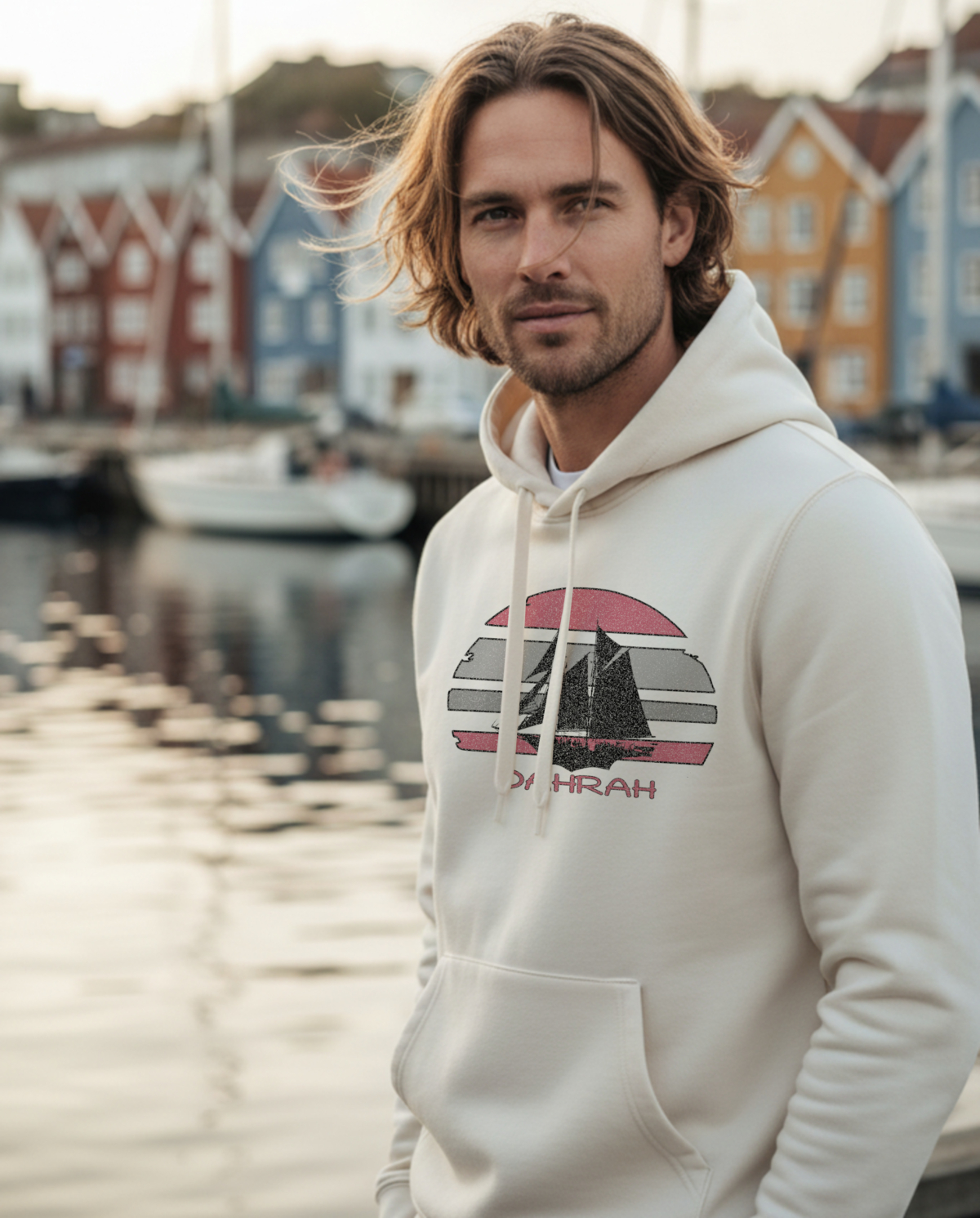 Sailing hoodie with print of a Flying Dutchman SAILBOAT by Dahrah Darah Fashion.