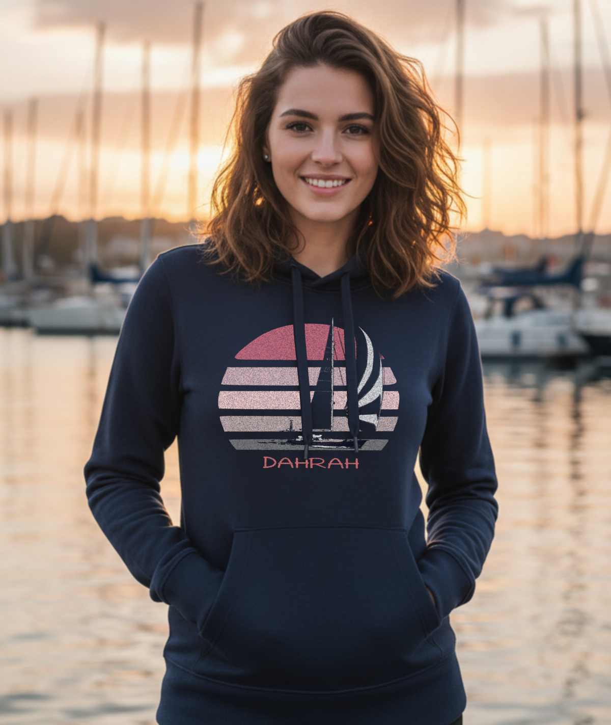 Sailing hoodie with print of a SAILBOAT by Dahrah Darah Fashion.