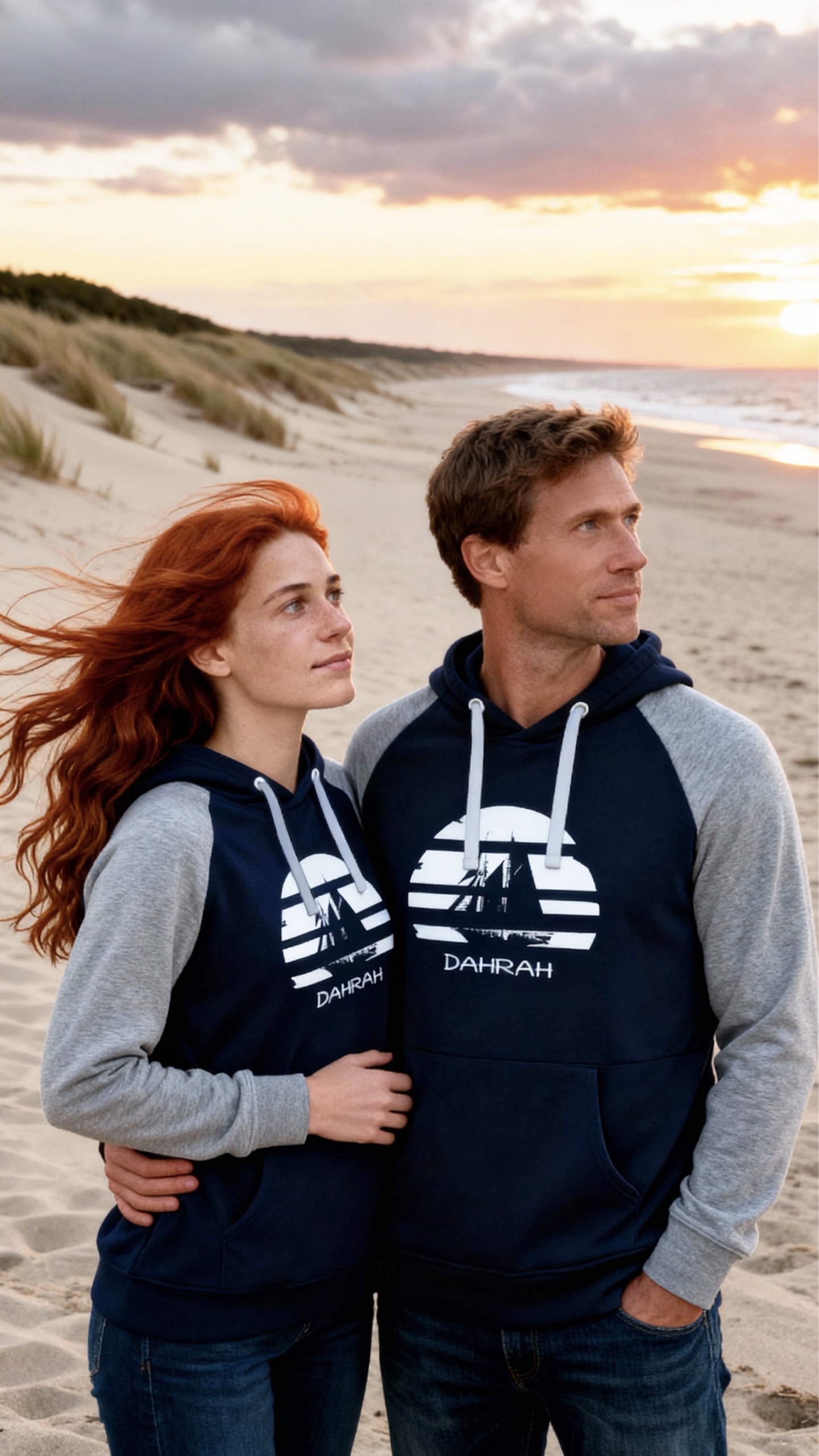 Sailing hoodie with print of Flying Dutchman sailboat, nautical style in grey and navy colors and raglan sleeves.
