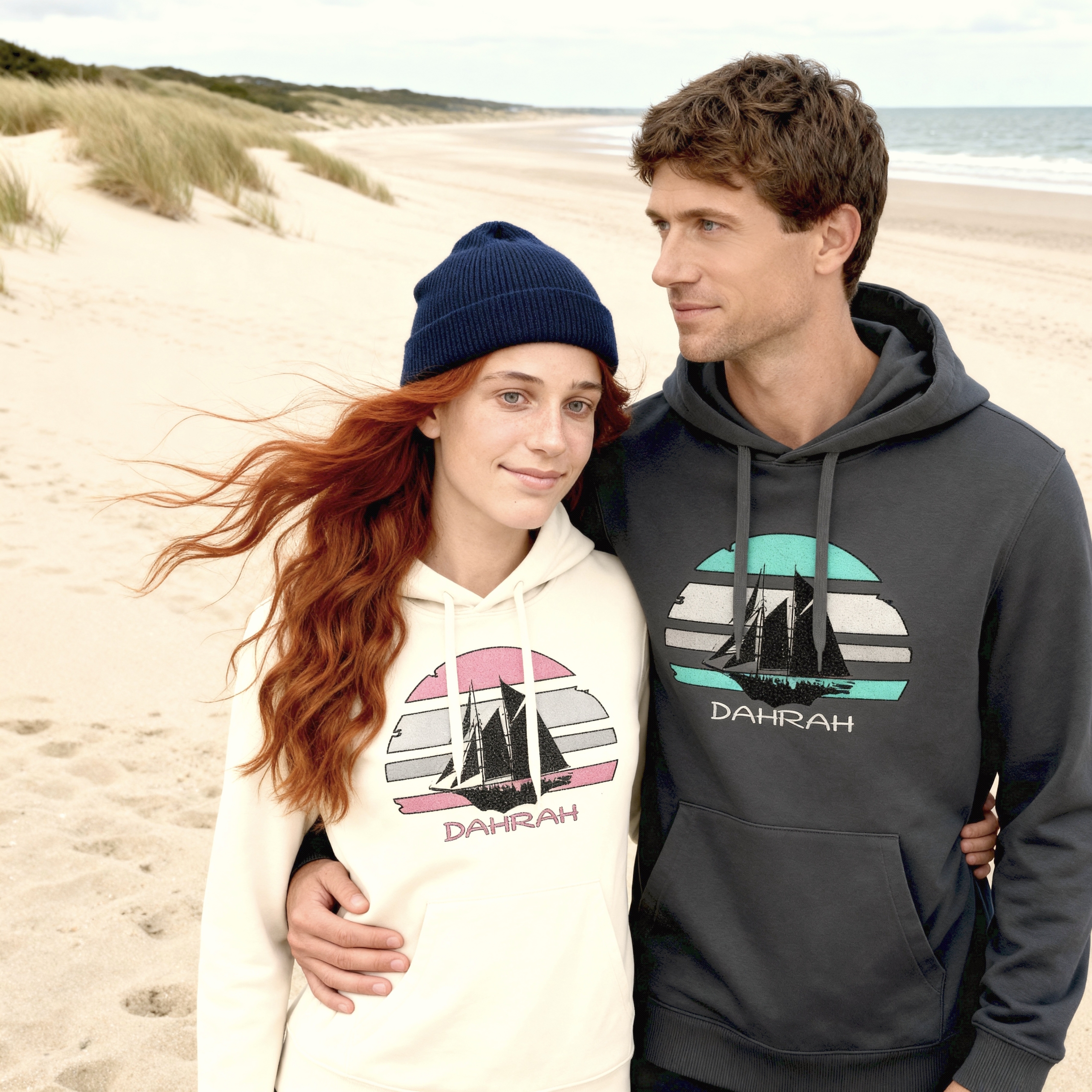 Sailing hoodie with print of a Flying Dutchman SAILBOAT by Dahrah Darah Fashion.