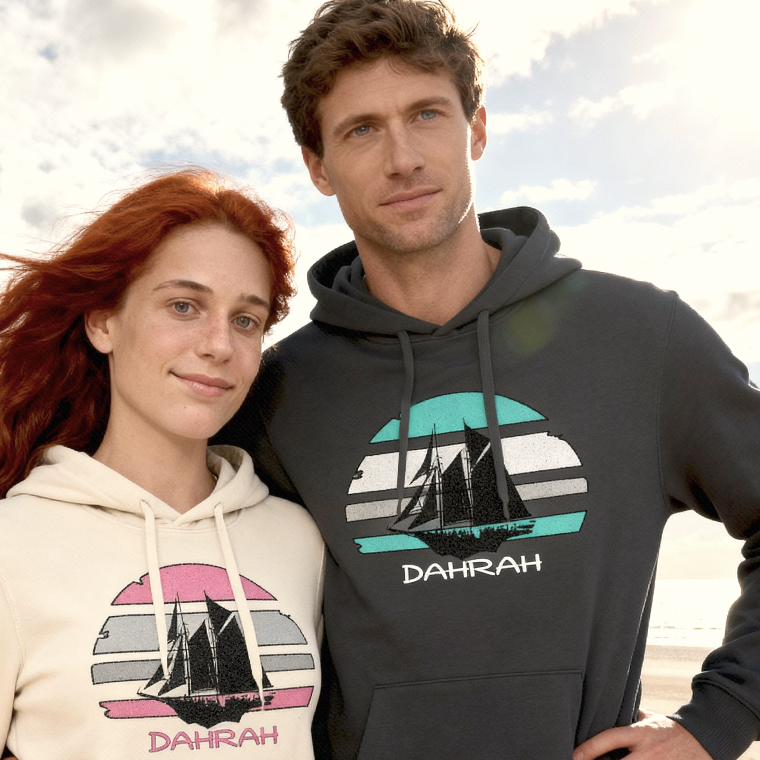 Sailing hoodie with print of a Flying Dutchman SAILBOAT by Dahrah Darah Fashion.