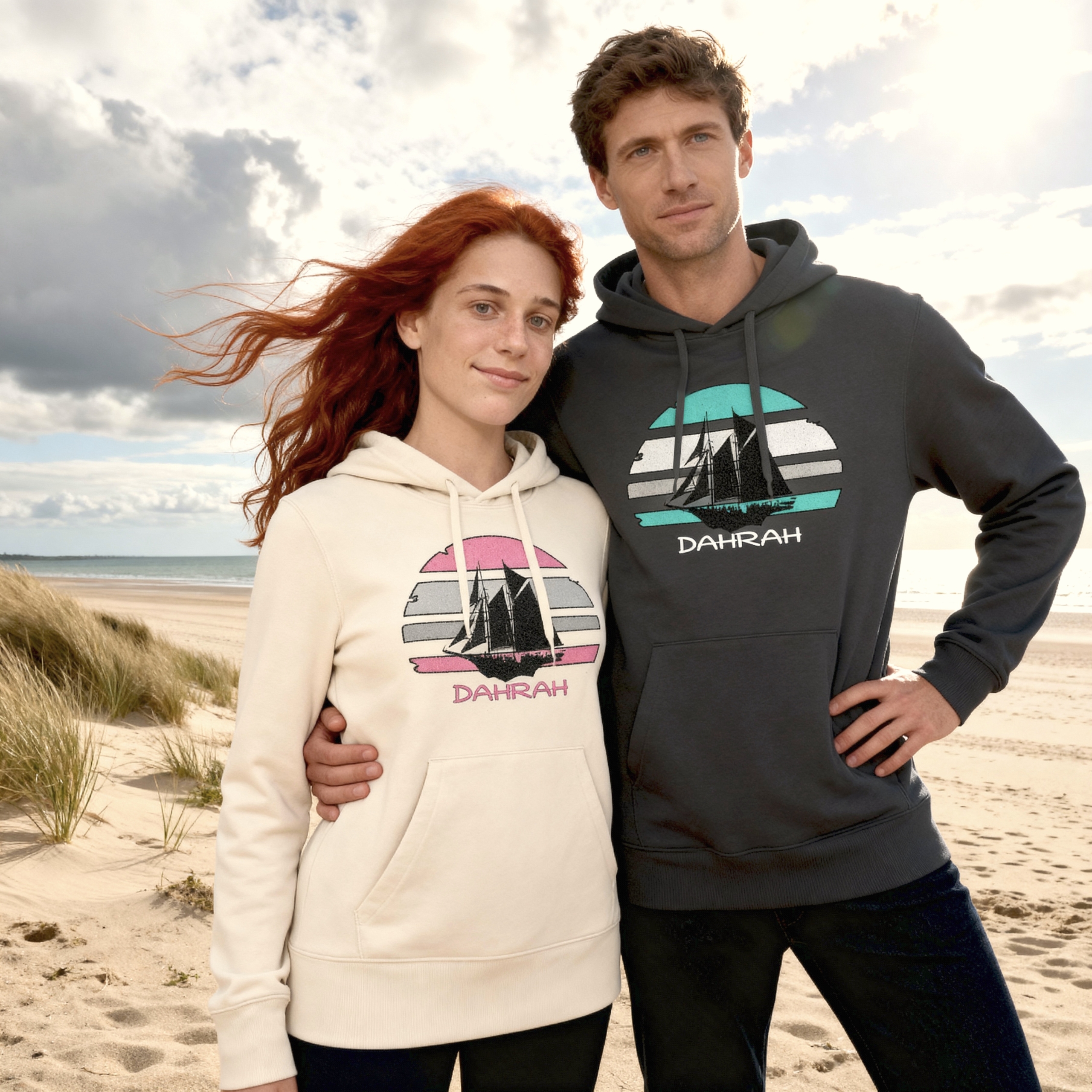 Sailing hoodie with print of a Flying Dutchman SAILBOAT by Dahrah Darah Fashion.