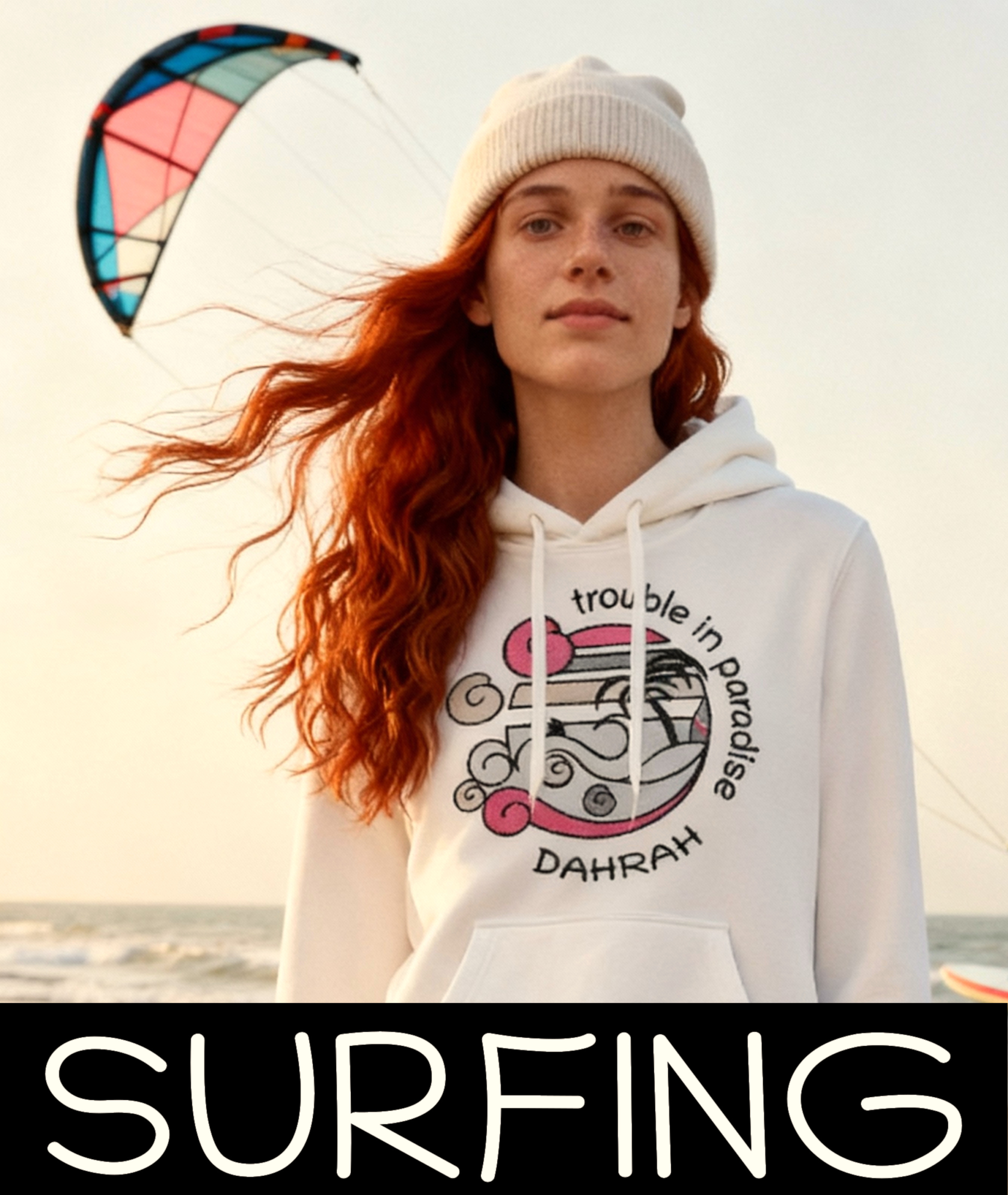 Surfing hoodies and T-shirts by Dahrah Fashion.