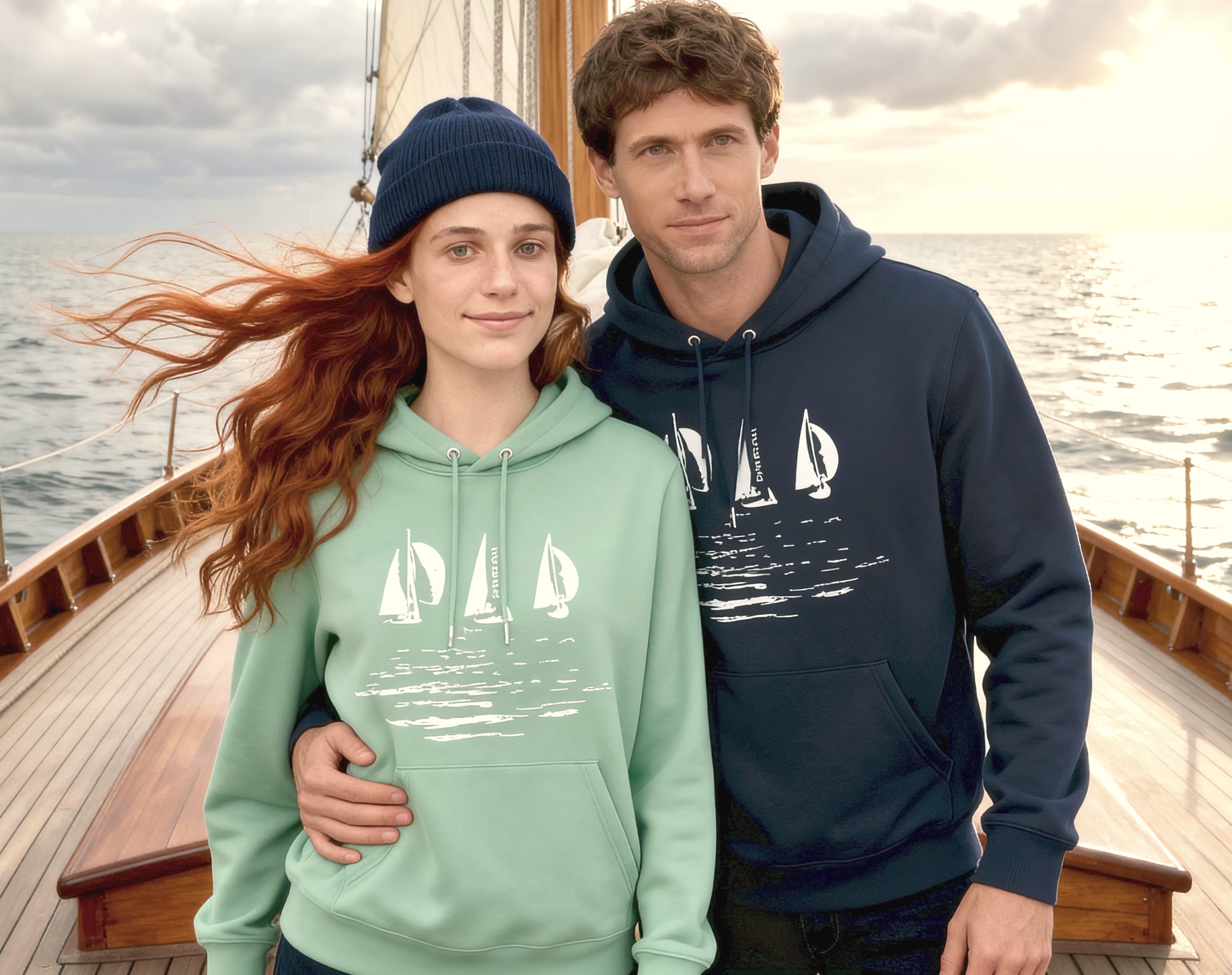 Dahrah Darah sailing hoodie with print of sailing boats