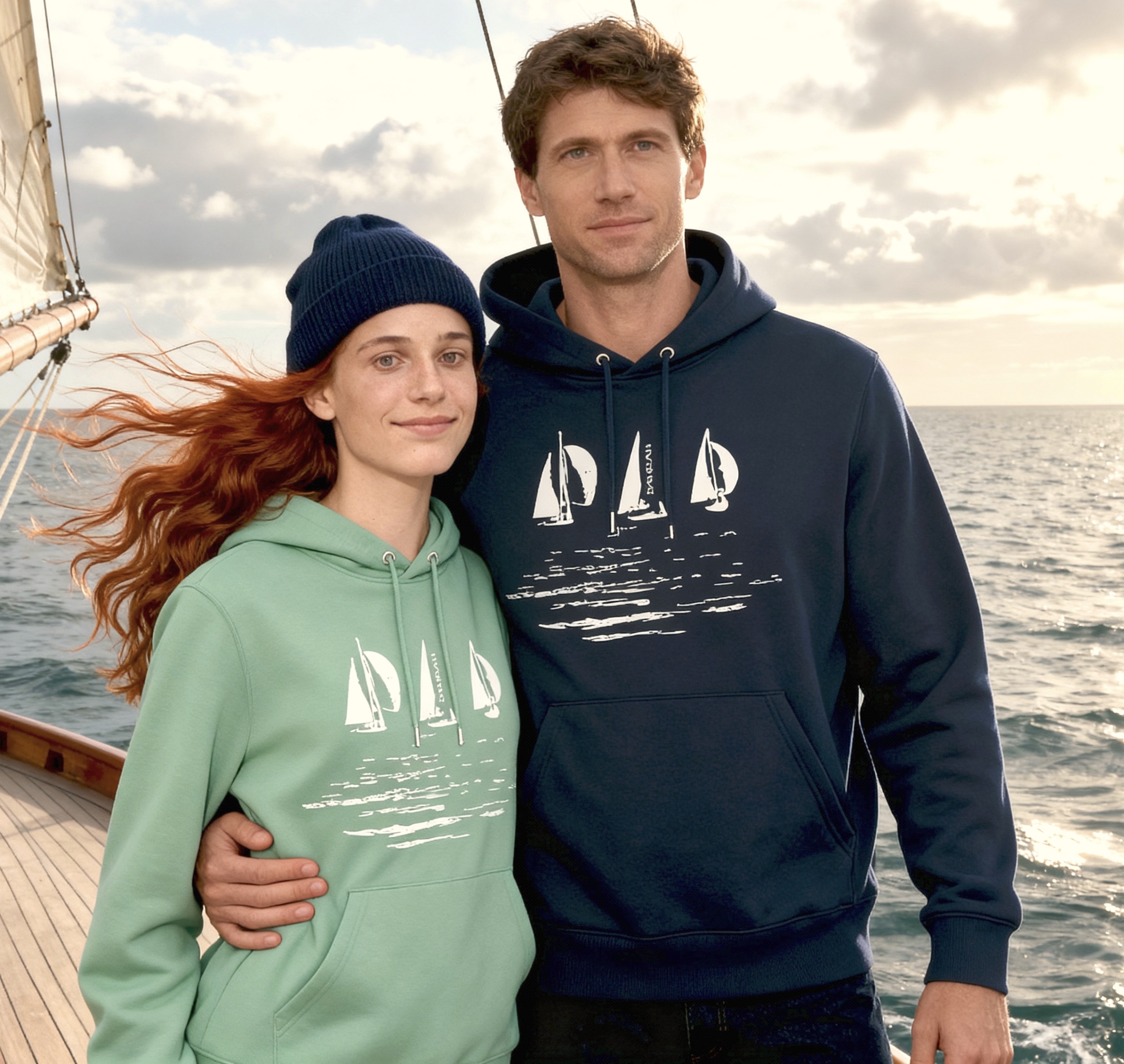 Dahrah Darah sailing hoodie with print of sailing boats