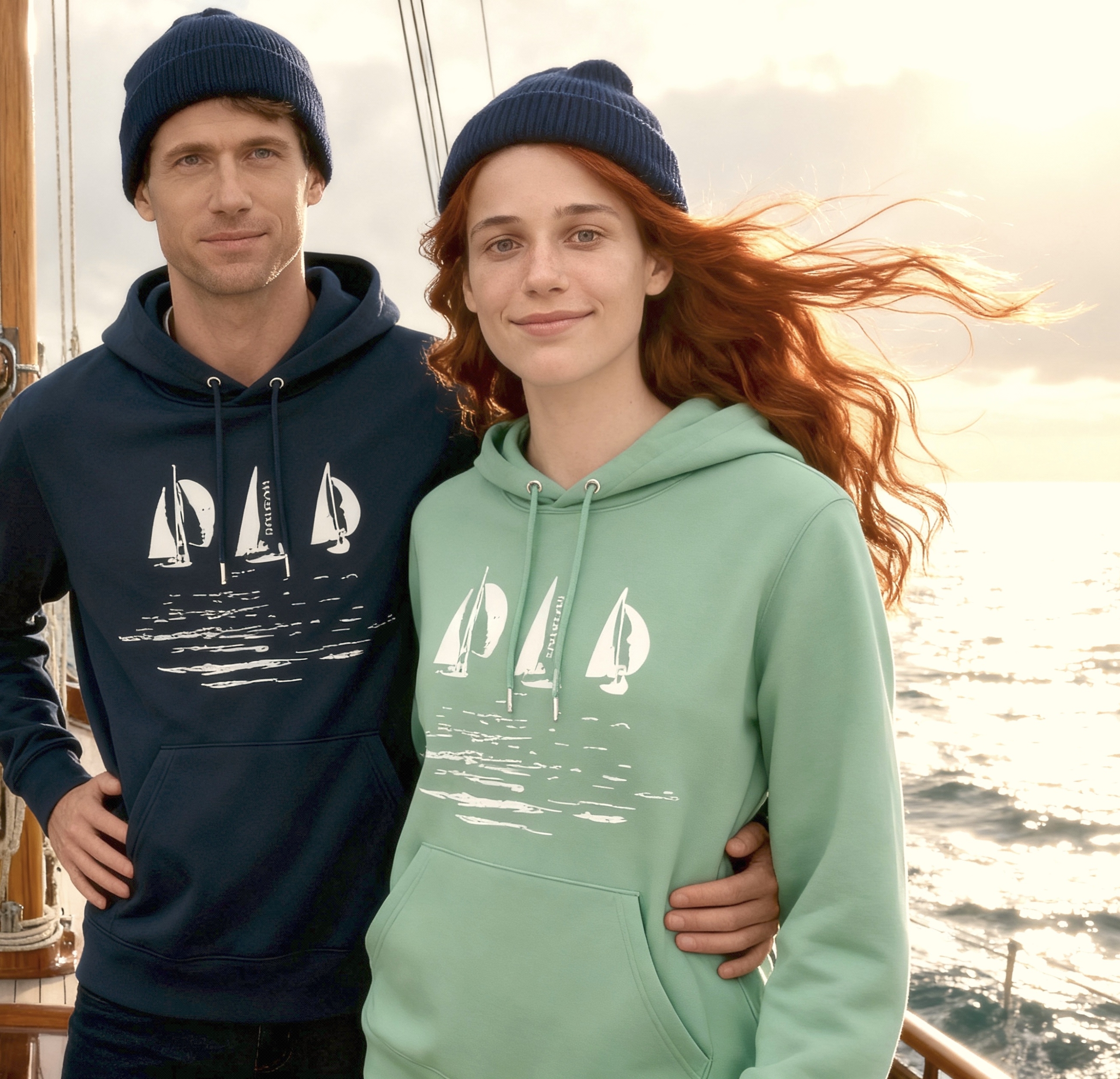 Dahrah Darah sailing hoodie with print of sailing boats