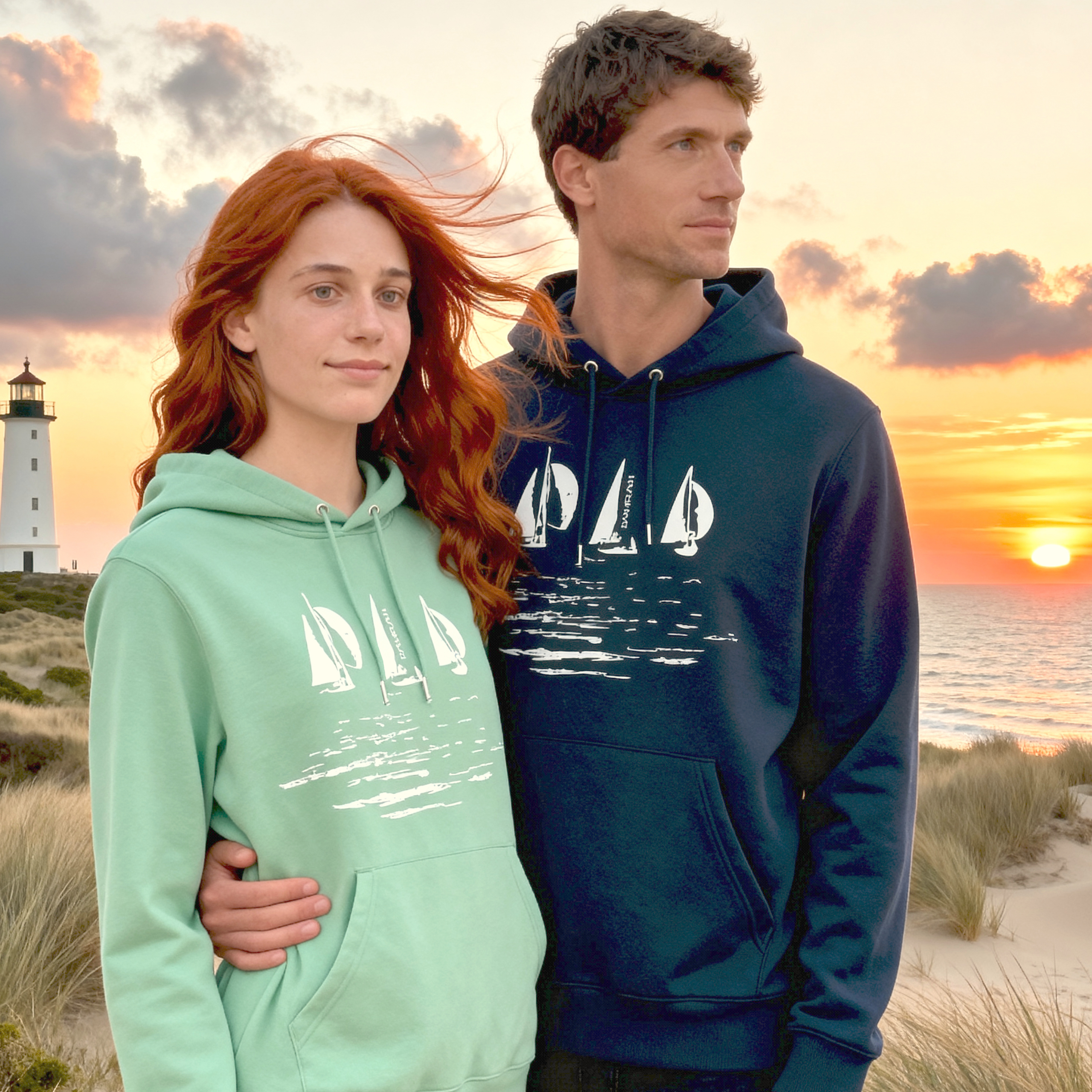 Dahrah Darah sailing hoodie with print of sailing boats